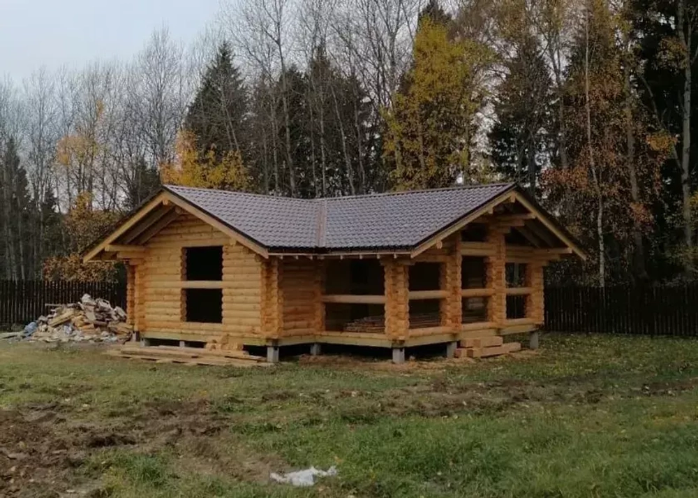 #1298 баня в октябре 2022, монтаж металлочерепицы