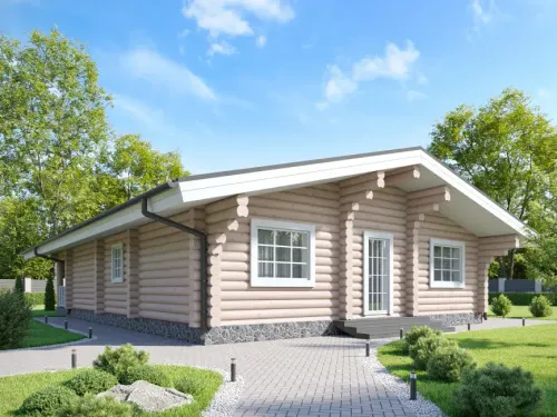 Одноэтажный коттедж-сруб | 3 спальни