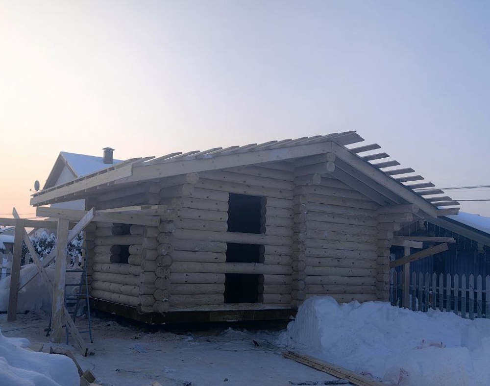 Баня #1589 в бревне 220мм в январе 2026