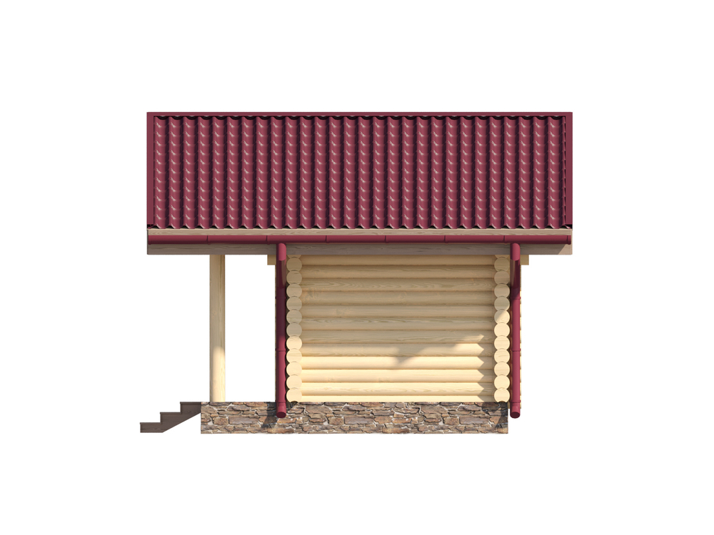 Домик-мастерская-кухня-беседка из бревна с дровником и террасой под одной крышей