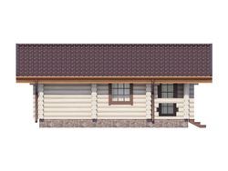 Небольшая баня из бревна с крыльцом