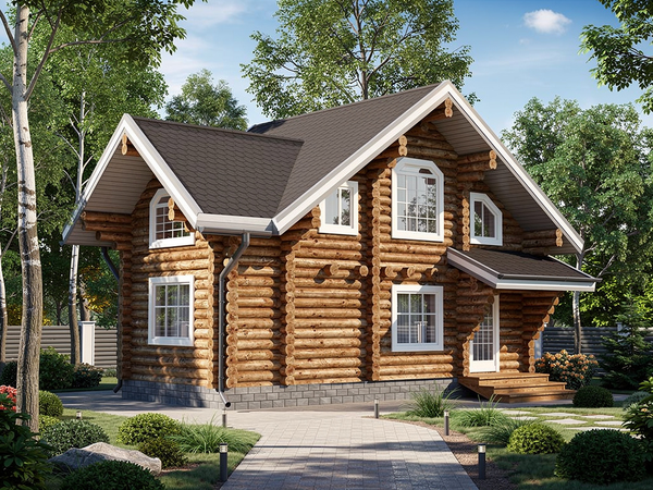 Современные коттеджи из бревна 10х10