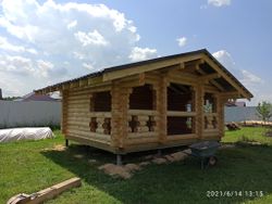 беседка #1161 из оцилиндрованного бревна, июнь 2021