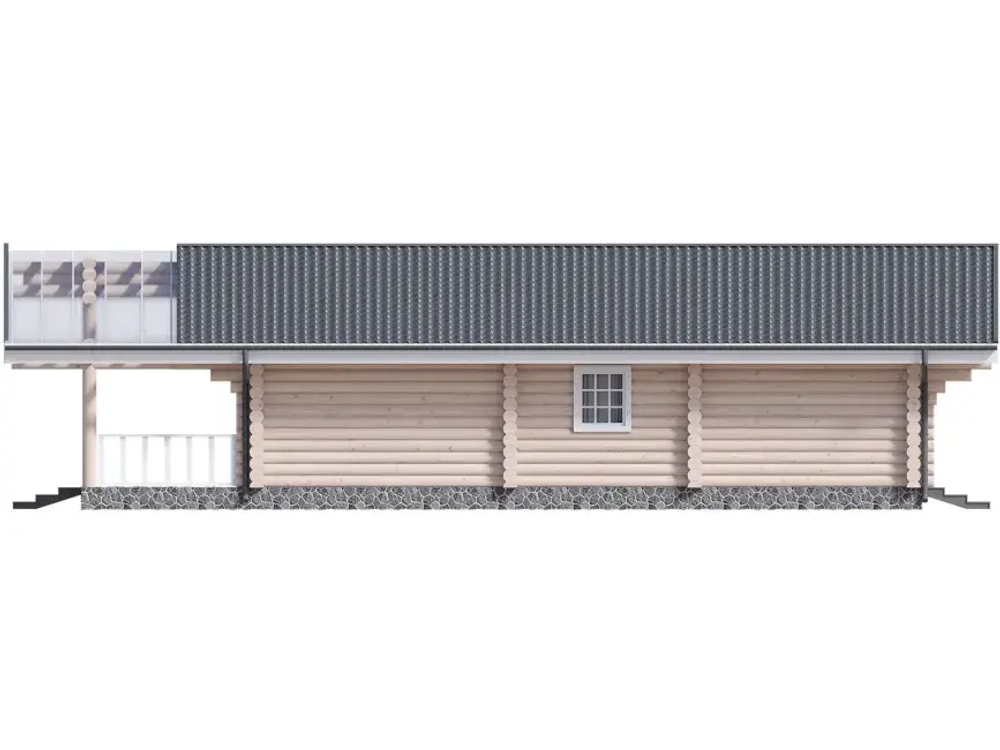 Одноэтажный коттедж-сруб | 3 спальни