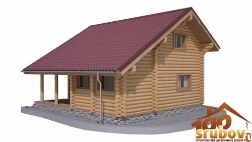 Дом из бревна с террасой