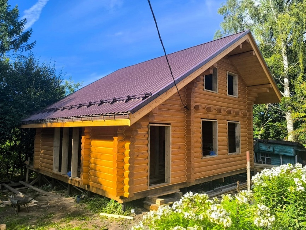 Баня 1531 с мансардой в августе 2025 года. Бревно 240мм