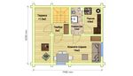 Планировка первого этажа бани-дома из бревна по проекту #971