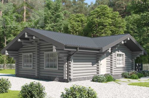 Сруб одноэтажного дома с террасой