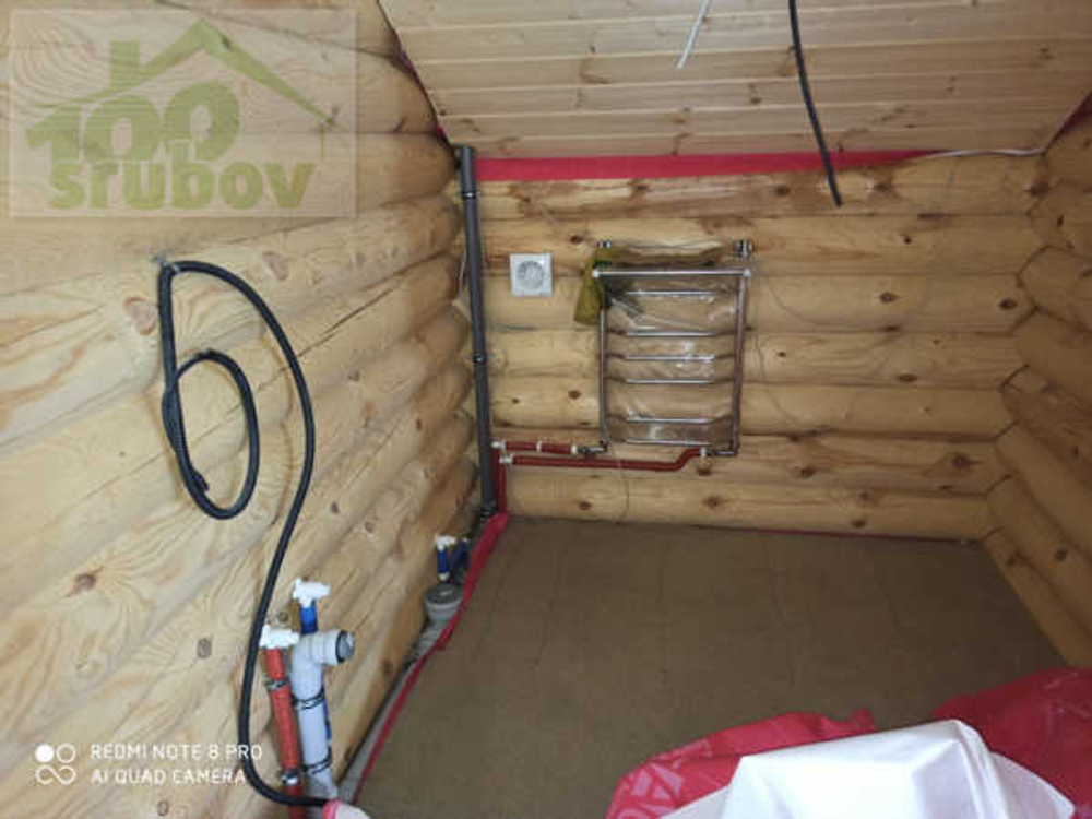 Сруб-коттедж 848: обсада (окосячка), окна, двери, водосточная система, фундамент винтовые сваи